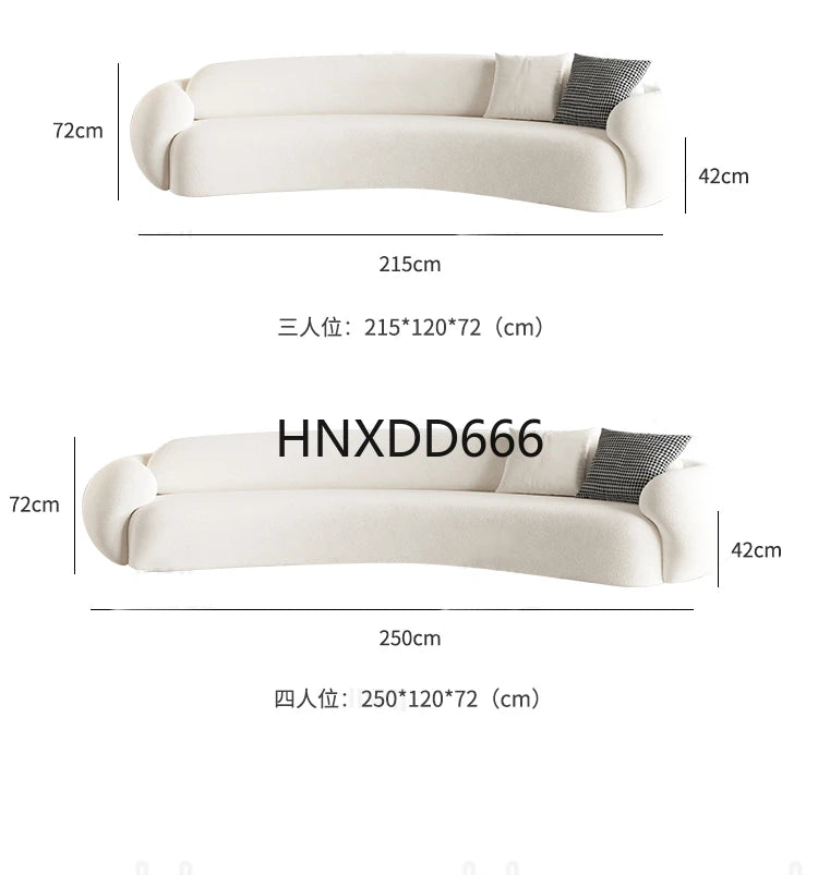 Three-Person Curved Sofa for Small Apartments Lamb Fleece Comfortable Living Room Furniture L-shaped Corner Couch