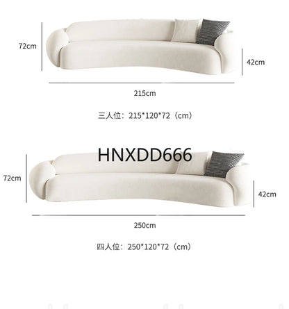 Three-Person Curved Sofa for Small Apartments Lamb Fleece Comfortable Living Room Furniture L-shaped Corner Couch