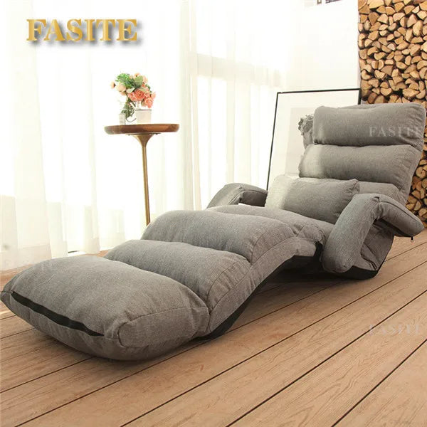 Floor Foldable Fabric Upholstered Chaise Lounge Living Room Furniture Lazy Sofa Daybed Sleeper Lounger Chair Stylish Couch Beds