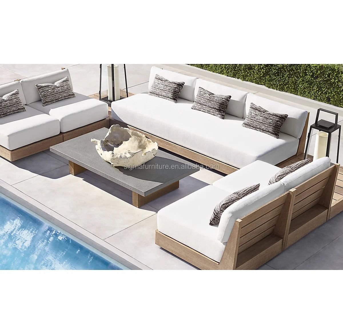 Sigma Designer Aluminum Furniture with Cushions Sofa Set Living Room Garden Patio Hotel Sectional Outdoor Sofa