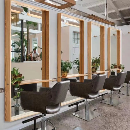 Modern Style Large Gold Styling Barber Wall Mounted Salon Furniture Hairdressing Led Makeup Beauty Salon Mirror