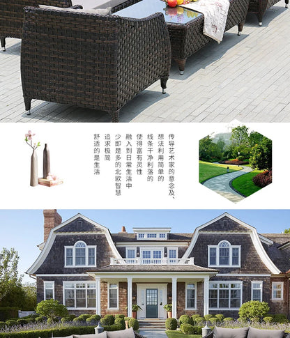 Leisure Courtyard Garden Sofas Outdoor Simple Homestay Coffee Table Garden Sofa Terrace Pe Rattan Furniture Sofá Exterior MHHYSF