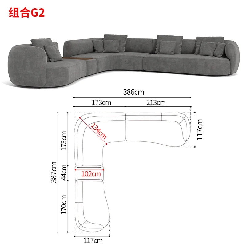 P32 Minimalist sofa large apartment living room special-shaped corner fabric, modular combination sofa