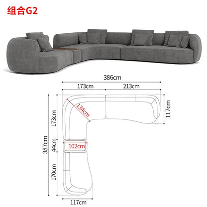 P32 Minimalist sofa large apartment living room special-shaped corner fabric, modular combination sofa