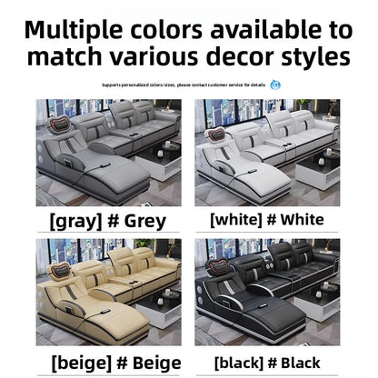 Massage combination living room leather sofa first layer cowhide small apartment sofa living room