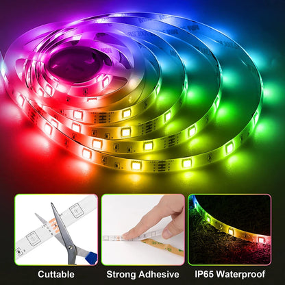 LED Strip Lights RGBIC 5050 LED Strips Commercial Grade Waterproofing App Control Tape Light For Bedroom Room Kitchen Bar