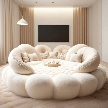 Round Aesthetics Soft Bed Frame European Full Master Bedroom Hotel Create Bed King Size Fashionable Modern Cama Casal Furniture