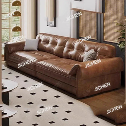 ZJCQ Minimalist Brown Sleep Sofa Faux Leather Designer Loveseat Lazy Sofa Couch Cloud Divano Da Soggiorno Living Room Furniture