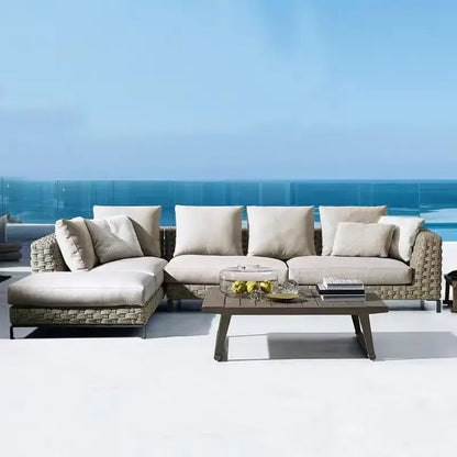 Outdoor rattan sofa combination villa courtyard garden furniture homestay outdoor restaurant lounge chair