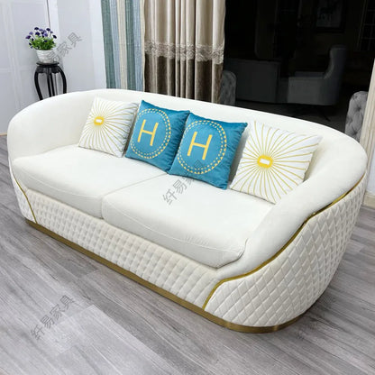 XM European Velvet Sofa Modern Simple Size Apartment Living Room Italian Light Luxury Leather Straight-row Sofa Combination