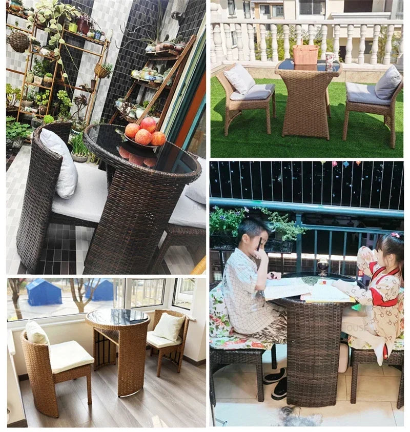 Nordic Outdoor Furniture Rattan Garden Furniture Sets Minimalist Dining Table Chair Set Courtyard Balcony Table and Chair Set XX