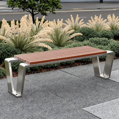 Dossier de jardin en fer forgé, banc de loisirs solide Anti-Corrosion, banc d'extérieur moderne en acier inoxydable, plastique et bois, Patio Park