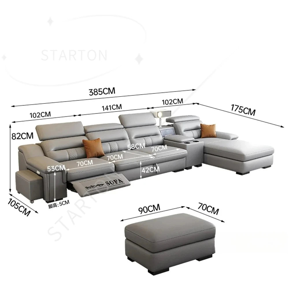 Convertible Sofa Bed Electric Reclining Sectional Couch, Folding Sofa Cama With Power Recliner & Storage