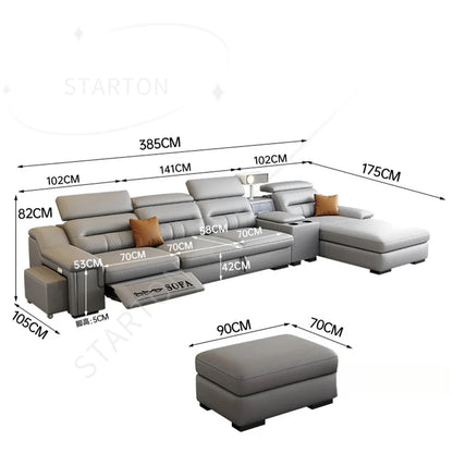 Convertible Sofa Bed Electric Reclining Sectional Couch, Folding Sofa Cama With Power Recliner & Storage