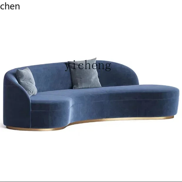 ZMLhigh-end beauty salon club stainless steel curved sofa modern light luxury metal clothing store sofa