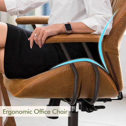 ergonomic high-back swivel chair in modern style with brown suede fabric for comfortable home office use