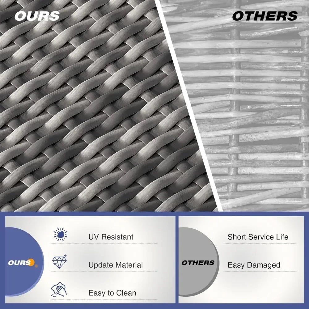 9 PCS Patio Furniture Set, Outdoor Wicker Conversation Sectional Sofa Couch Furniture Sets with Ottomans for Garden Balcony