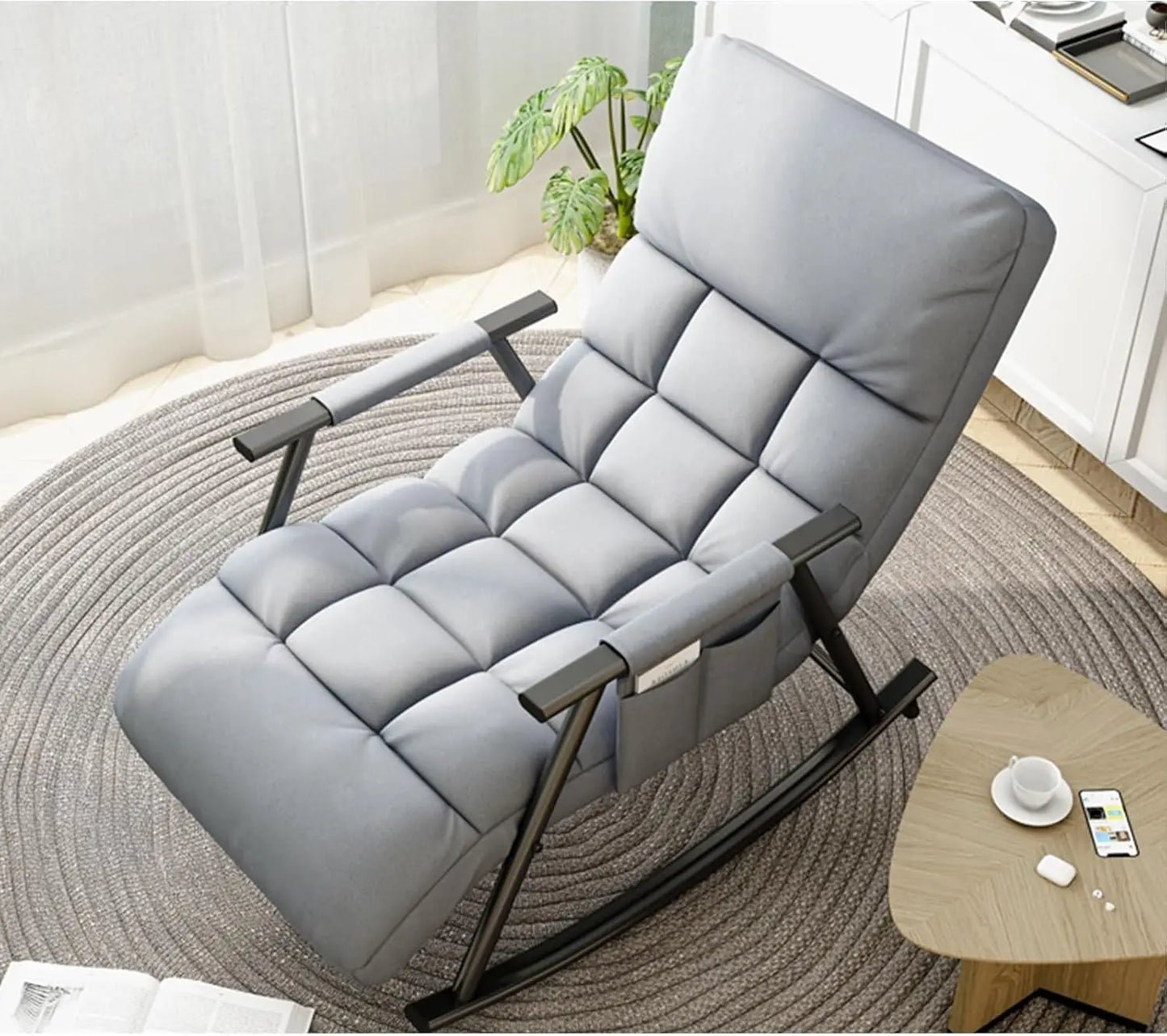 Lazy Rocking Chair Washable Technology Cloth Relaxation And Comfort Lounge Chairs 5 Angle Adjustment Detachable Recliner Chair