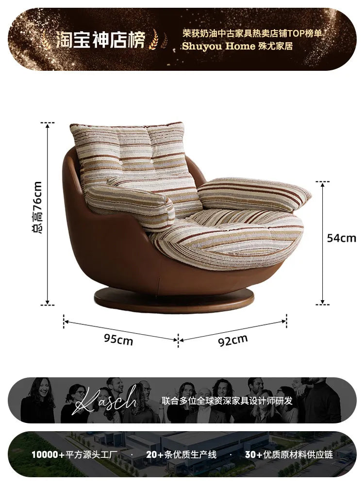 Swivel Cross Legged Chair Accent Armchair For Living Room Lounge Comfy Floor Chair Nordic Chaise Wabi Sabi Lazy Sofa