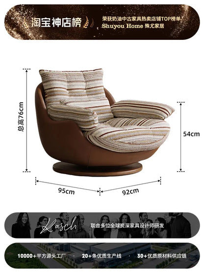 Swivel Cross Legged Chair Accent Armchair For Living Room Lounge Comfy Floor Chair Nordic Chaise Wabi Sabi Lazy Sofa