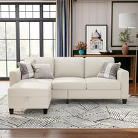 Pet-Friendly 78 L-Shaped Modular Sofa with Washable Cover and Convertible Three-Seater for Living Room