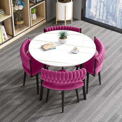 Customized Light Luxury Dining Table and Chair Set Square Rock Slab for Small Apartment Dining Room Furniture
