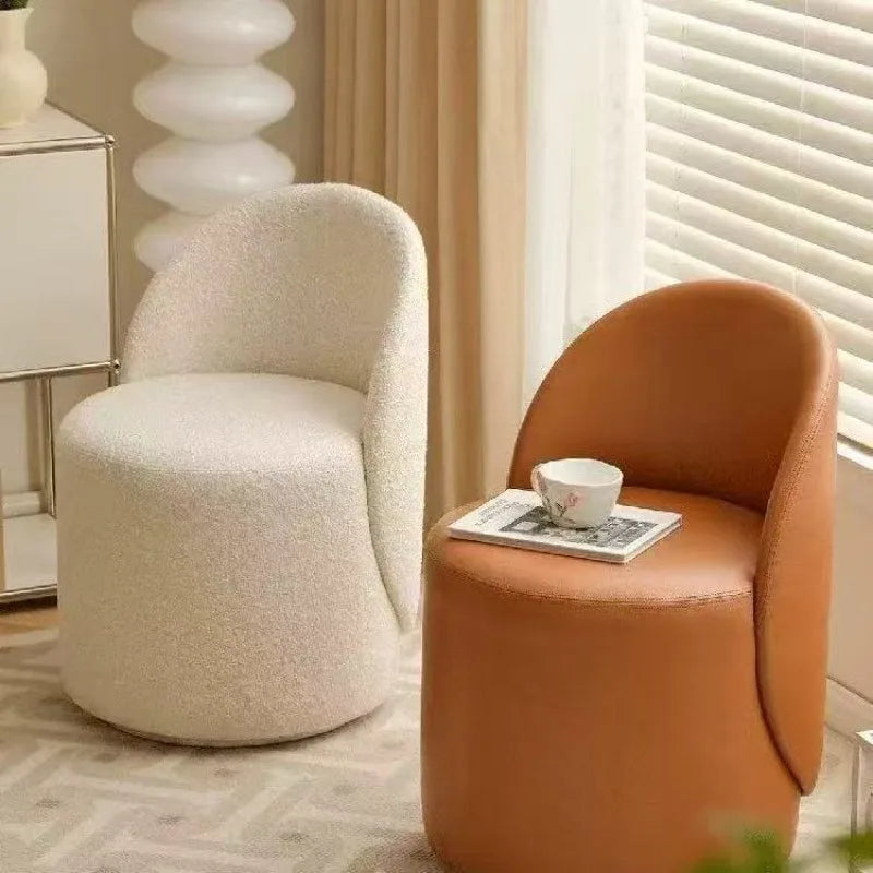 Light luxury Nordic makeup chair bedroom dresser fairy stool high backrest Internet celebrity simple home manicure round stool