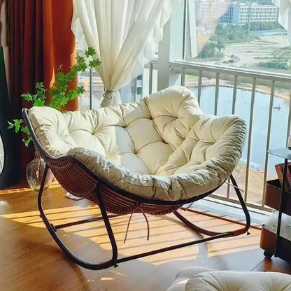 Metal Rocking Chair Adult Reclining Chair Balcon Home Single Leisure Chairs Living Room Red Sofa Chair Lazy Recliner