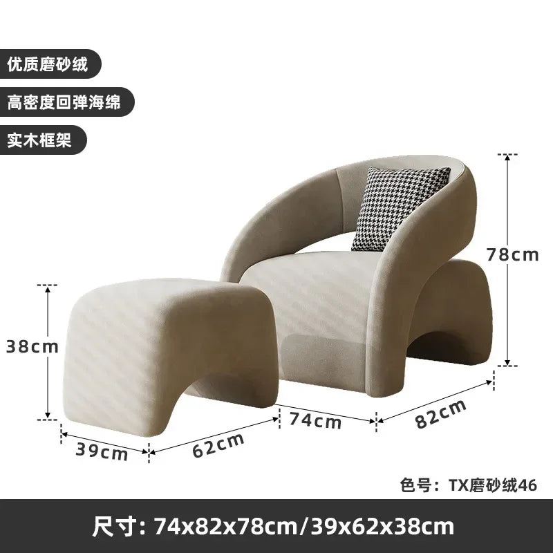 A  French cream wind single sofa chair Nordic living room lazy sofa small apartment single chair