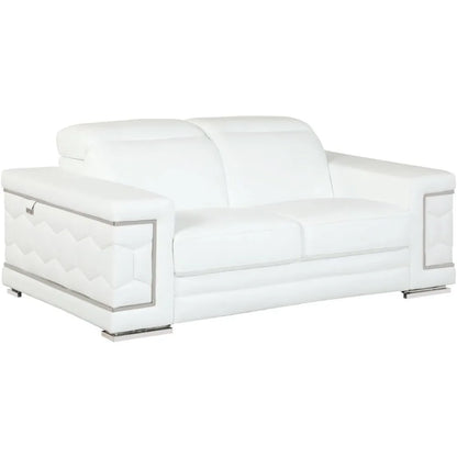 Furniture Usry Top Grain Italian Leather Set with Multi-Position Adjustable Headrests, Elegant Contemporary Design