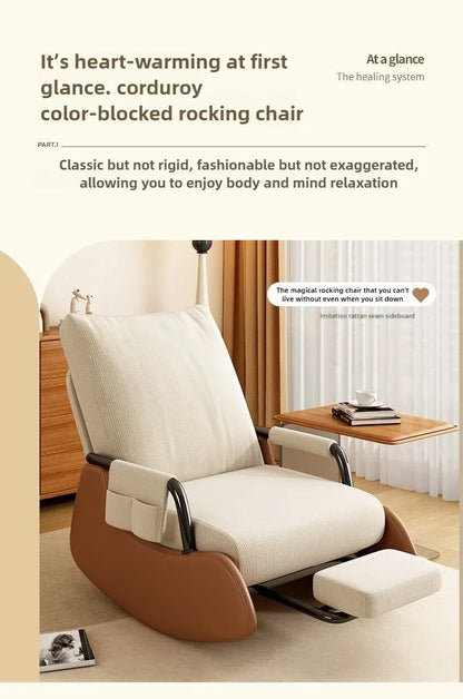 Reclining Lunch Break Folding Lazy Sofa Chair Adults Can Sit Reclining Office Nap Chair Balcony Household Rocking Chair