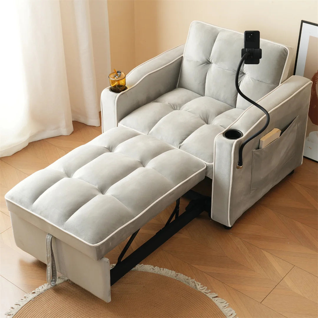 Three-in-one single-bed sofa, soft sleeper sofa, recliner sofa, backrest sofa, suitable for living room, 83*167*76 cm