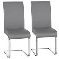 Dining Chairs Set of 2 Modern Faux Leather Upholstered Dining Room Chairs with High Back and Metal Chrome Legs for Kitchen Livin