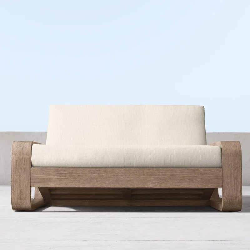 Outdoor teak sofa coffee table industrial style hotel villa balcony courtyard open-air outdoor rain protection leisure furniture