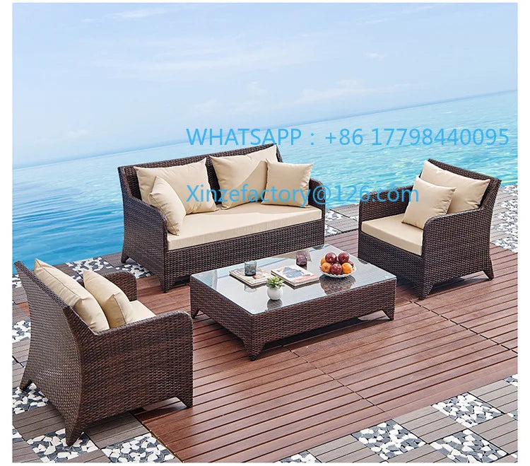 Customizable rattan sofa coffee table outdoor leisure