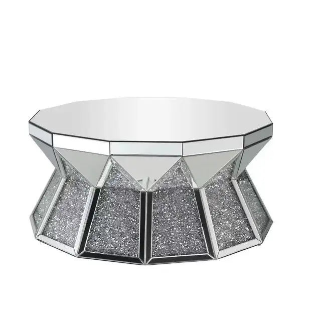 three-dimensional pink diamond glass mirror coffee table coffee table
