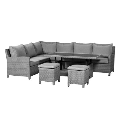 Outdoor Modern Furniture Hotel Villa Terrace Outdoor Rattan Garden Sofa Rattan Lounge Dining Set with Rise and Fall Table