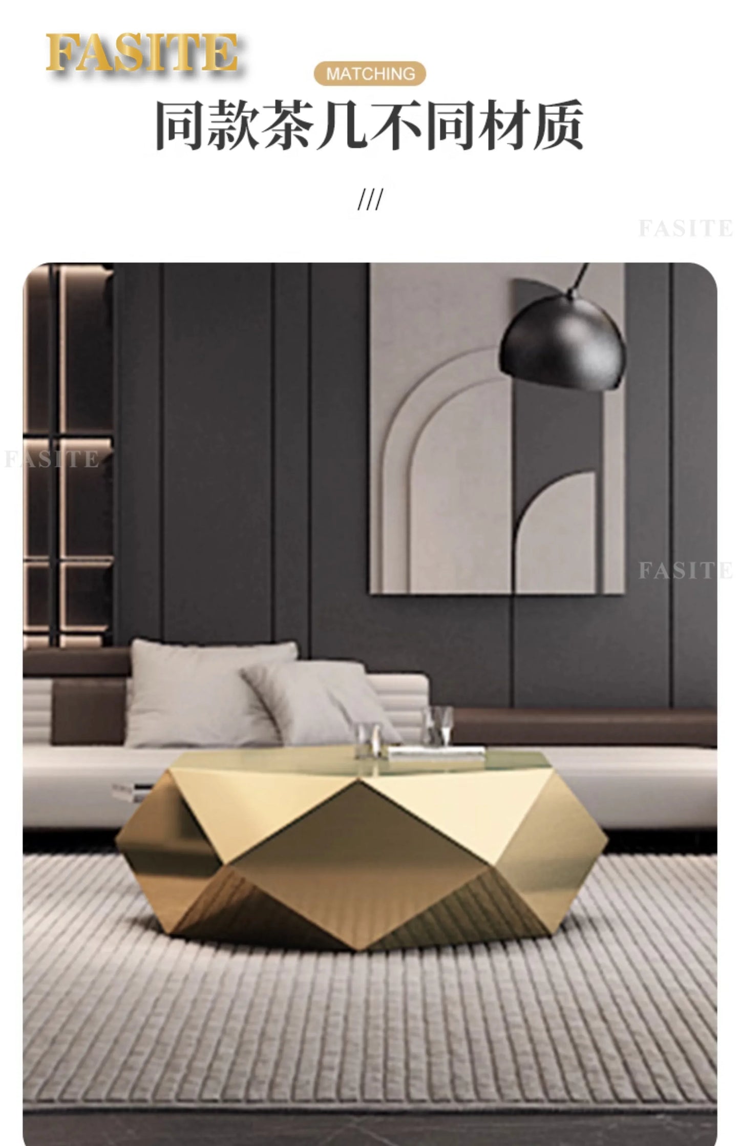 Modern Minimalist Luxury Diamond Stainless Steel Coffee Table Living Room Furniture Shaped  Center Table Tea Table Escritorios