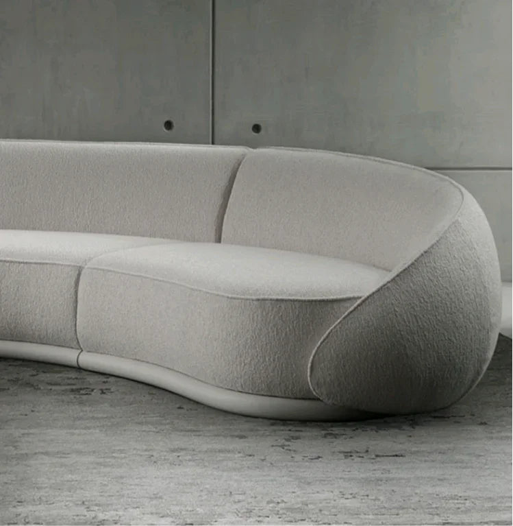 Sili Style Living Room Moon Faux Leather Fabric Nordic Designer Semi-Arc Light Luxury Cashew Curved Sofa living room furniture