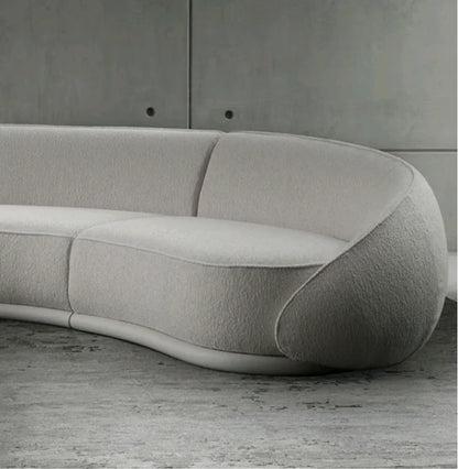 Sili Style Living Room Moon Faux Leather Fabric Nordic Designer Semi-Arc Light Luxury Cashew Curved Sofa living room furniture