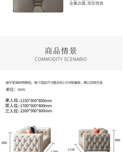 A2-7   new light luxury leather sofa living room combination size modern simple first-layer cowhide sofa