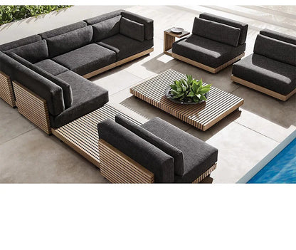 Nordic, outdoor, sofa, hotel, coffee table, outdoor, open-air, villa, solid wood, sofa, combination, courtyard, furniture