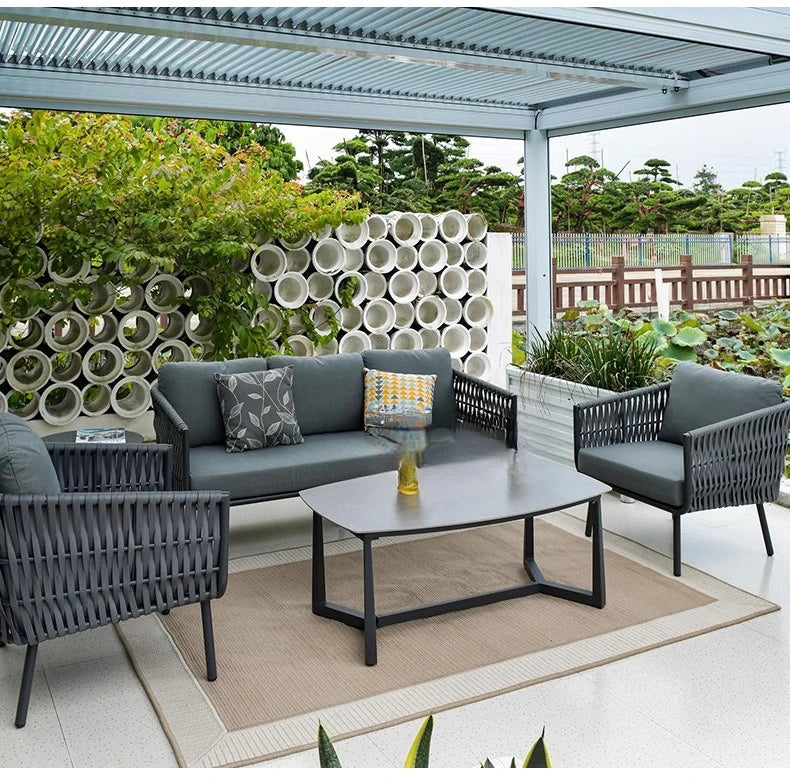 Outdoor villa courtyard rattan sofa furniture hotel bed and breakfast balcony sofa chair bed and breakfast terrace garden sofa c