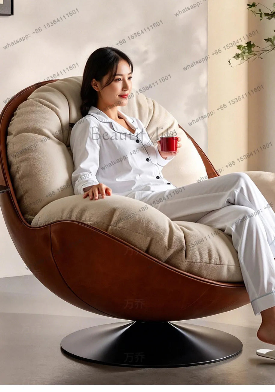 yj9 Light luxury modern leisure swivel chair, Nordic recliner advanced lazy