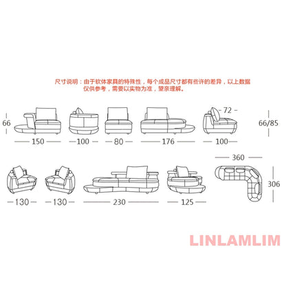 Modern Luxury Genuine Leather Sectional Sofa Set with Speaker and USB, U-Shaped Design Living Room Couch with Storage Shelves