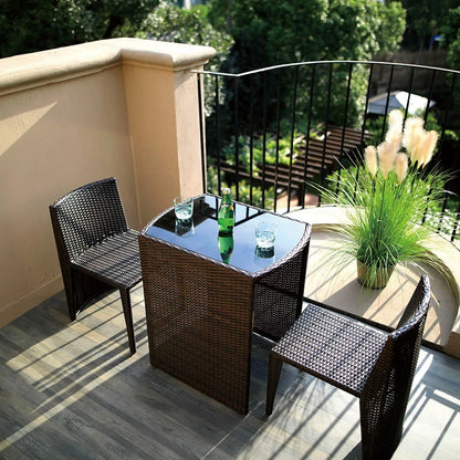 Rattan chair three-piece coffee table combination courtyard terrace outdoor small