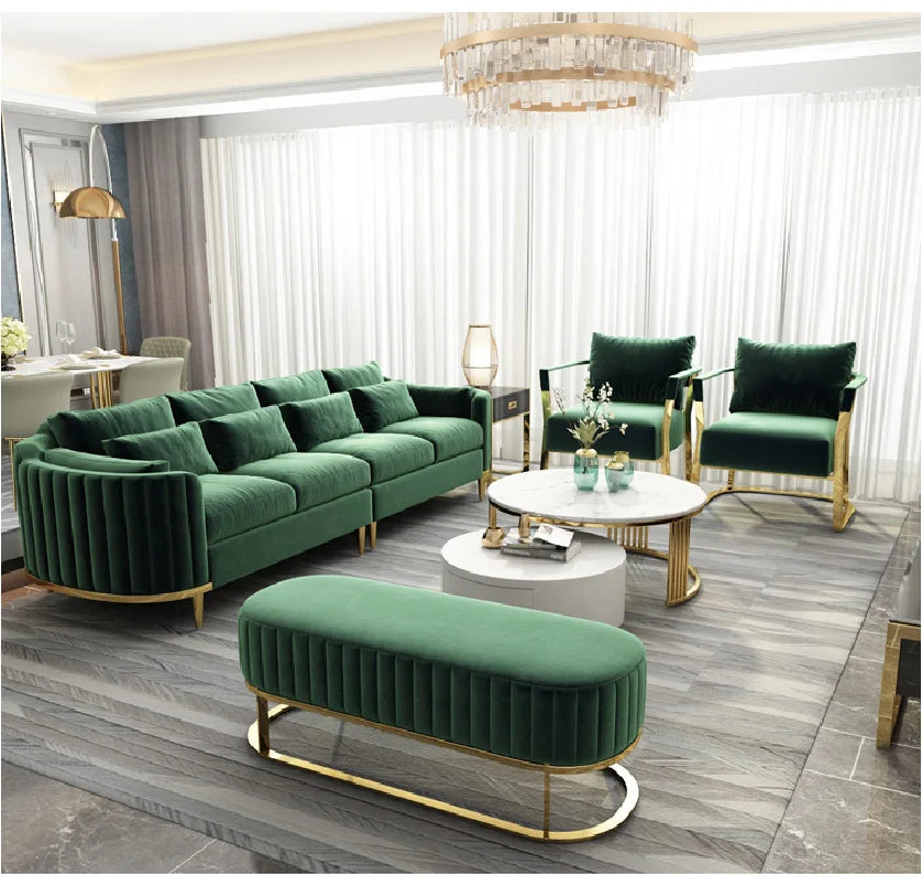 Italian Style Dubai Luxury Sofa Living Room Furniture Curved Dresser Home Sofa Set1+2+3