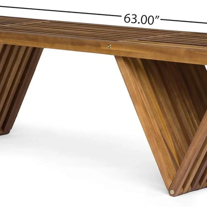 Banc d'extérieur en bois d'acacia par Christopher Knight Home, finition ton teck