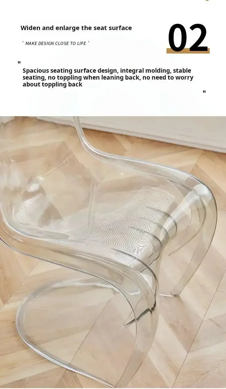 Transparent Plastic Chair Living Room Relax Backrest Waiting Cafe Chair Hotel Acrylic Design Dining Stool Nordic Furniture
