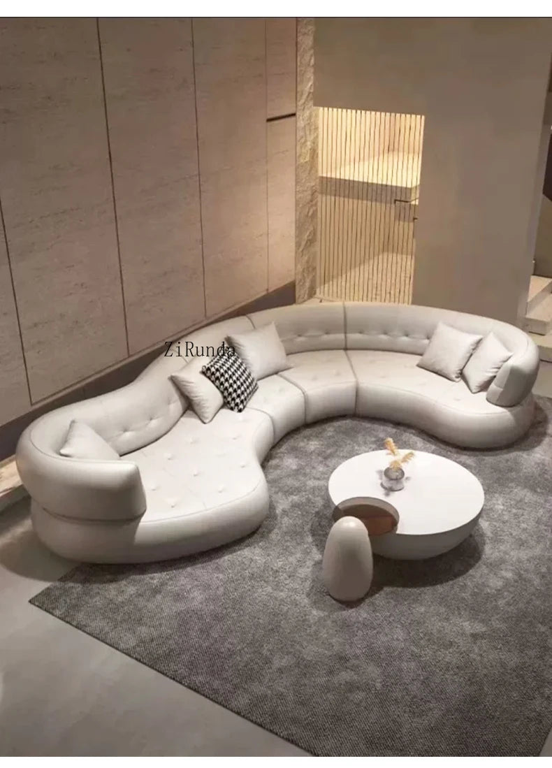 High-end curved sofa hall reception business living room corner sofa combination